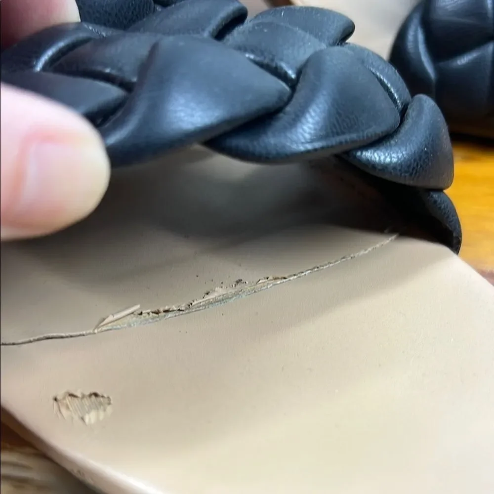 Minor Flawed Dolce Vita Black and Tan Heeled Sandals